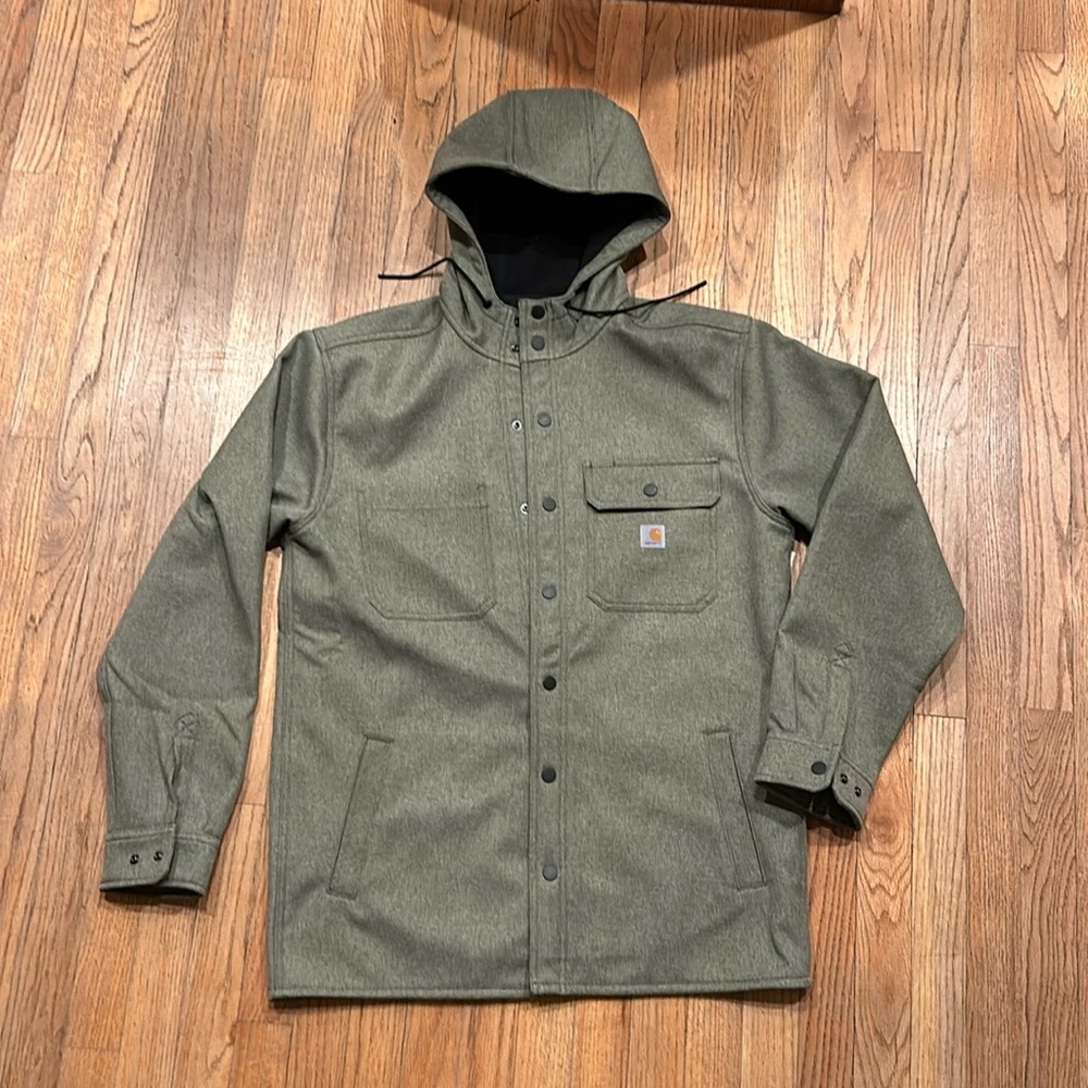 Carhartt Men's Rain Defender Relaxed Fit Heavyweight Hooded Shirt Jacket Size M